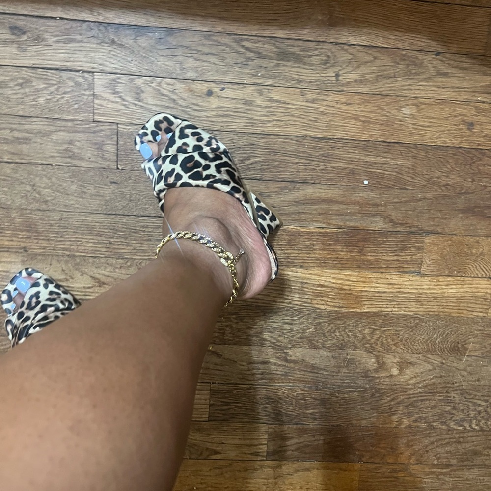 Steven New York Baga Sandal- Tan/Black Cheetah Print Fabric